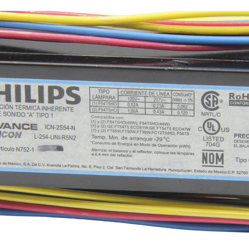 Balastro Philips 2x54 T5 120-277v