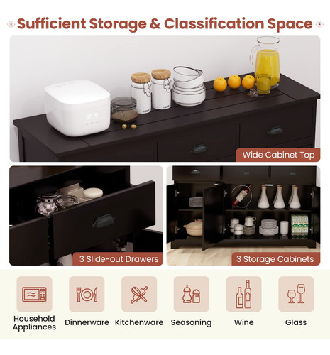 Giantex Aparador Buffet Para Servidor De Almacenamiento Mesa