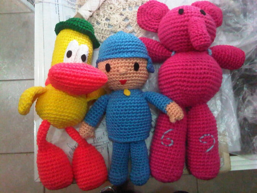 Kit Pocoyo, Pato, Elly Peluches Tejidos A Mano