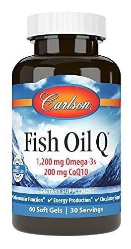 Carlson Aceite De Pescado Q 100 Mg, Omega-3 Y Coq10, 60 Gele