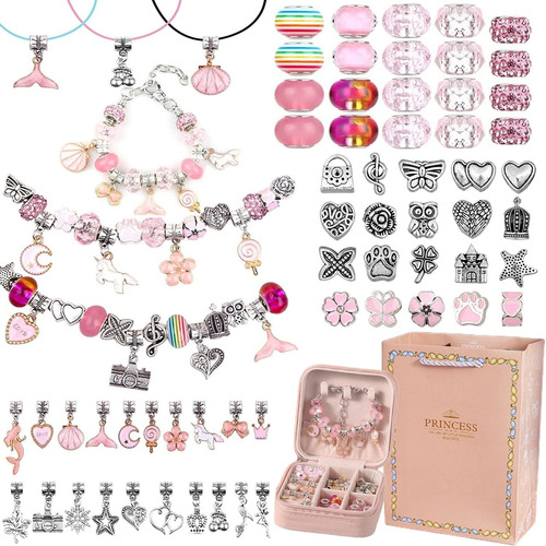 Kit Fabricacion Pulsera Dije Para Hacer Caja Regalo 66 Pieza