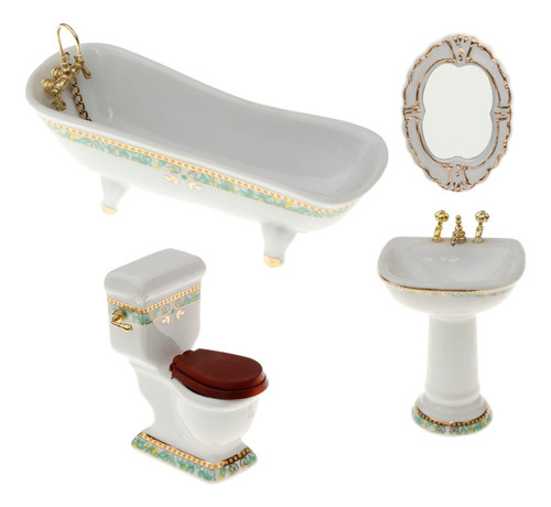 K Juego De Muebles De Baño De Casa De Muñecas De Porcelana