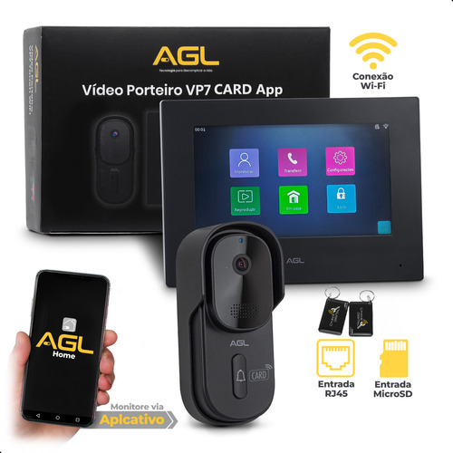 Vídeo Porteiro Wifi Vp7f Monitor Colorido 7 Polegadas Agl