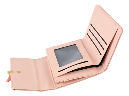 Cartera Corta De Múltiples Ranuras Pu Portátil Para Mujer