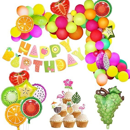 Globos Para Cumpleaños De Frutas Kit De Decoración Fiestas