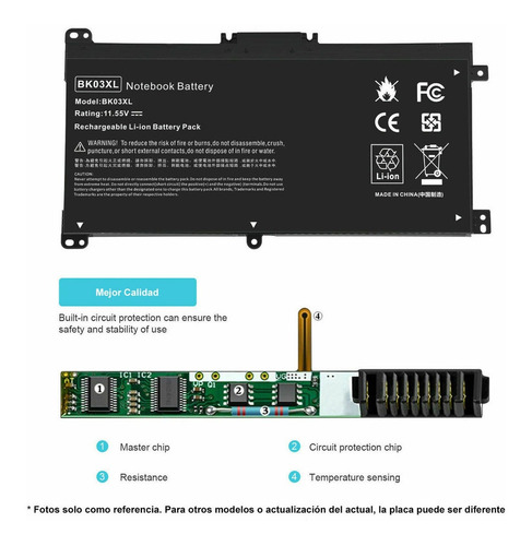 Imagen 5 de 10 de Bateria Compatible Notebook Hp X360 14-ba 14m-ba013dx Bk03xl