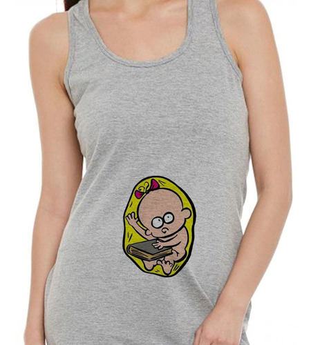 Musculosa Bebe Con Un Libro En La Panza Embarazada