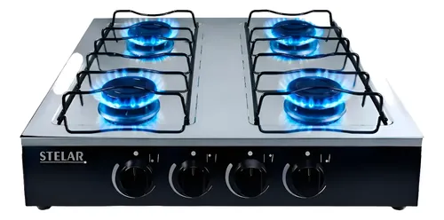 Fogão Cooktop Stelar 4 Q Portátil De Mesa A Gás Inox Mônaco Preto 0