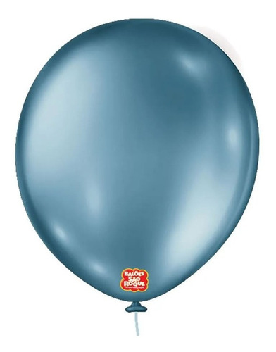 Balões São Roque Metalizado Nº 16 Redondo C/10un Cor Azul