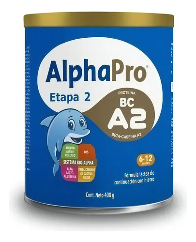 Alphapro Etapa 2, Proteina Bc A2, 6-12 Meses, 400g Sabor Sin Sabor