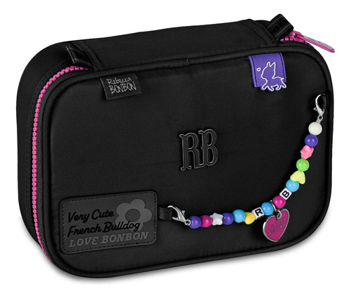 Mochila Rb Rebecca Bonbon Escolar Lancheira E Estojo Cor Preto Desenho Do Tecido Liso