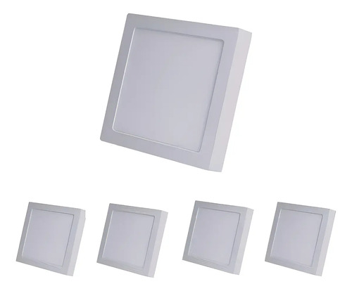 Kit 5 Painel Plafon Led Sobrepor Quadrado 24w Branco Quente