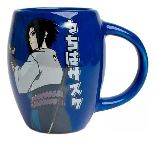 Caneca Sasuke Uchiha Naruto Shippuden Piticas Mangá Anime Cor Azul