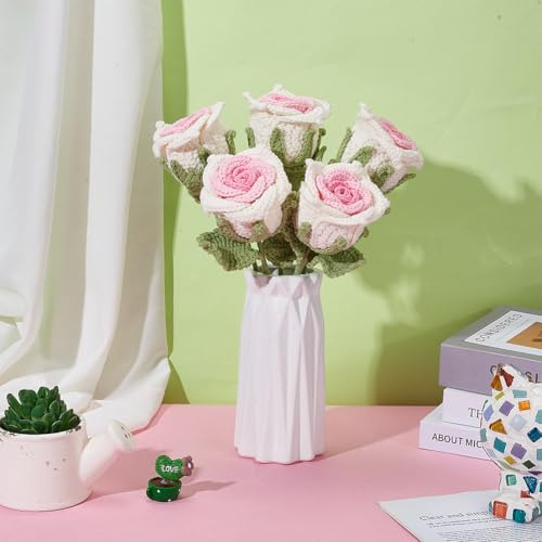 Ramo De Flores De Ganchillo Hecho A Mano 10 Unids Rosas Arti