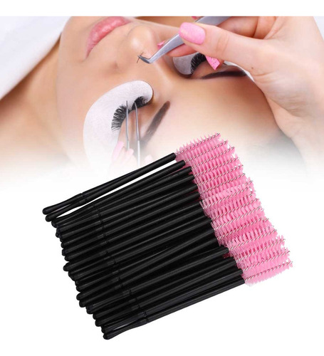 S Cepillo De Pestañas Desechable Pink Mascara Wands, 100