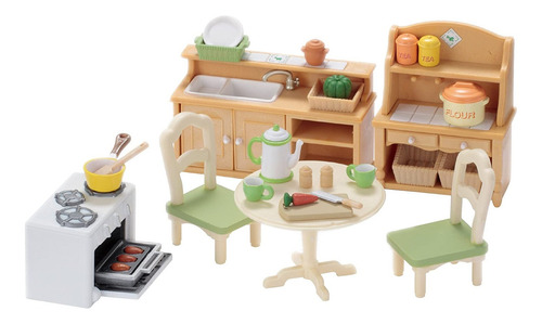 Sylvanian Families Set Cocina Mesa Sillas Comida Accesorios®