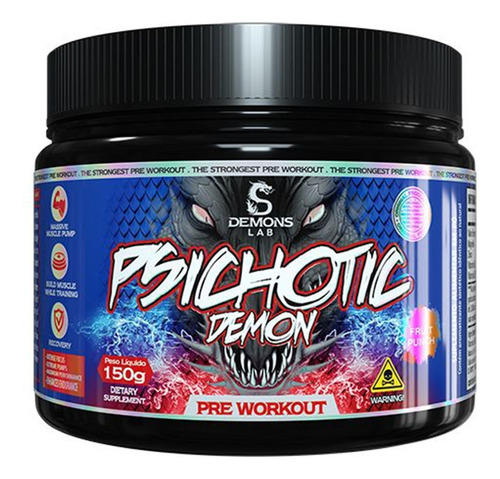 Suplemento Em Pó Demons Lab Psychotic Sabor Fruit Punch Em Pote De 150g