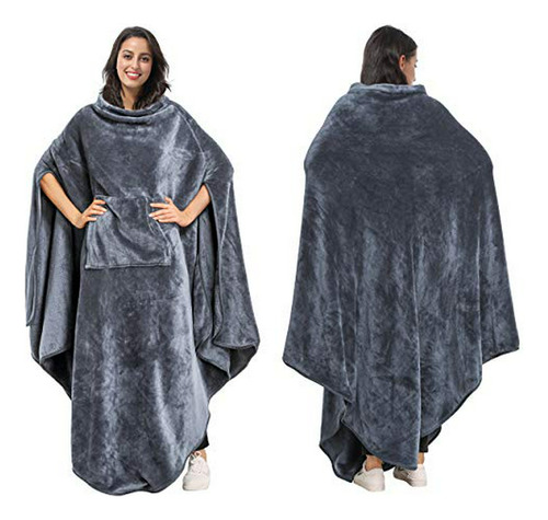 Manta Poncho De Vellón Para Adultos, Interior Y Exterior