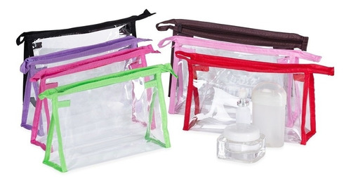 8 Necessaire Transparente Pequena Para Viagem Diversas Cores