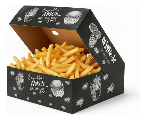 Embalagem Batata Frita Viagem Delivery M Modelo Giz 50 Un
