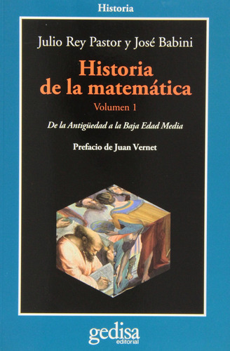 Libro Historia De La Matemática Vol. 1 De Julio Rey Pastor /