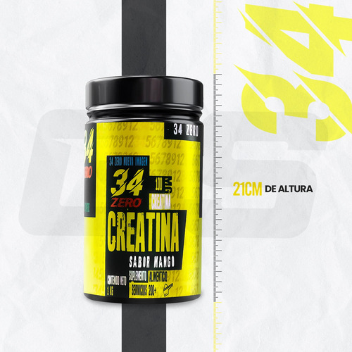 Creatina Monohidratada 34 Zero 1k 200 Varios Sabores Mango