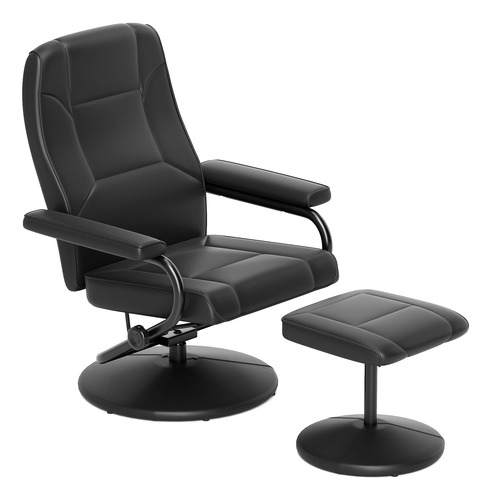 Sillón Reclinable Negro Con Taburete Para Sala