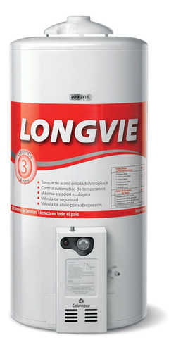 Termotanque A Gas Longvie 75 Litros De Pie T3075pf Color Blanco