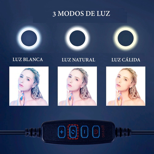 Aro De Luz Led 26cm + Soporte Para Celular + Trípode 2.10 M