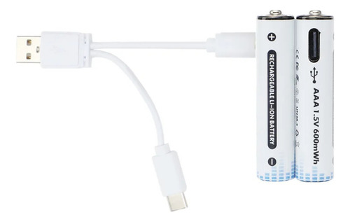 2x Pilas Aaa Recargables Usb 3a