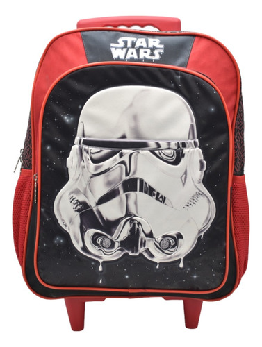 Mochila Star Wars Stormtrooper Con Ruedas Estampado Relieve Negro Rojo Primaria 122450 Ruz