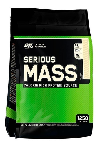 Imagen 1 de 1 de Suplemento en polvo Optimum Nutrition  Serious Mass proteínas sabor vainilla en bolsa de 5.44kg