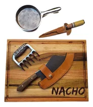 Comprar Juego Parrilla Tabla Asado Madera Garra  Hacha Provo Laser