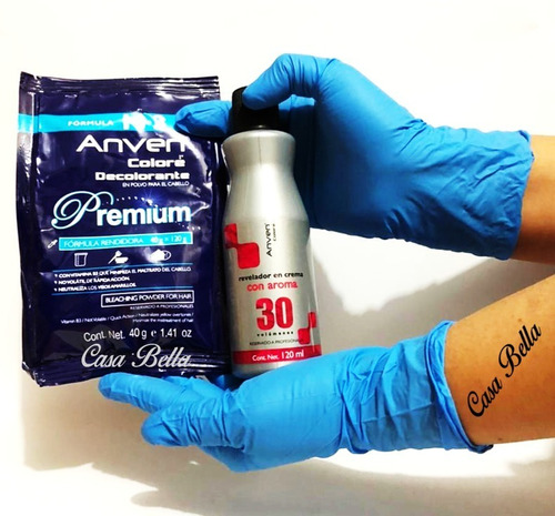 Kit Polvo Decolorante Anven Premium Sobre + Guantes + Rev