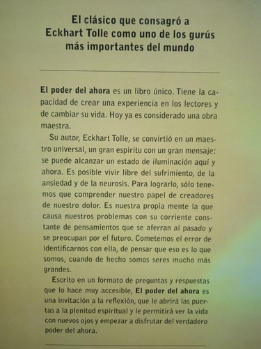 Imagen 4 de 8 de El Poder Del Ahora Eckhart Tolle Nuevo Sellado