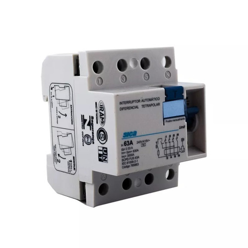Imagen 2 de 9 de Disyuntor Diferencial Tetrapolar 4 X 63 Amp Sica 4x63