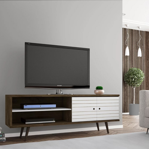Rack Tv 70 Onix Rustico Blanco
