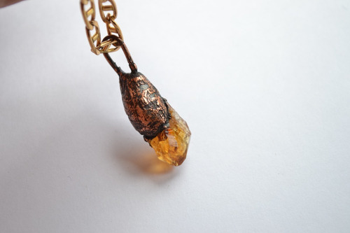 Imagen 5 de 5 de Collar De Citrino Con Cadena De Bronce, Joyeria