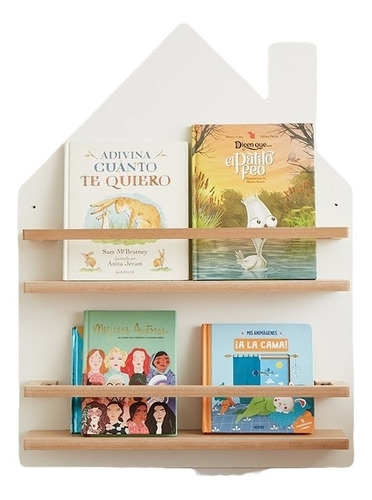 Imagen 1 de 4 de Biblioteca Montessori Repisa Flotante Blanca 60x14x80 Única