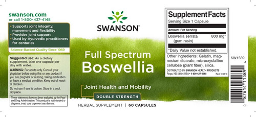 Full Spectrum Boswellia 800 Mg 60 Caps De Swanson