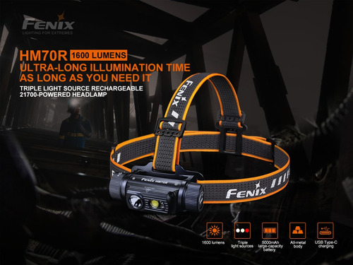 Linterna Fenix Hm70r 1600 Lumenes 3 Led Ip68 5000 Mah