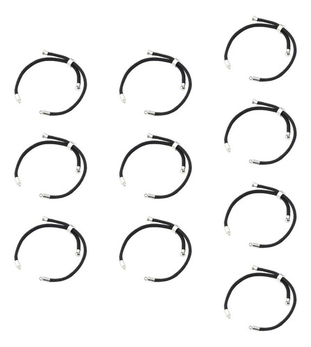 2 X 10 Pulseras De Cordón Trenzado For Hacer Argenta Negra