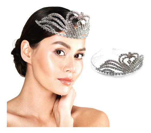 Coronita Tiara Metálica Con Strass Para Niña O Mujer Color Plateado