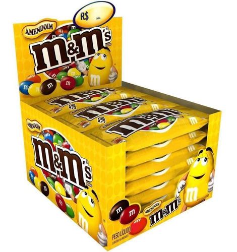 Chocolate Mms Com Amedoim Confeito 810g - 18 Sachês De 45g