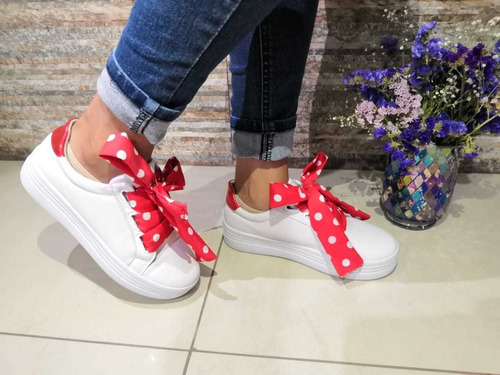 Tenis Mujer Moda Sneakers Plataforma Dama En Rojo 