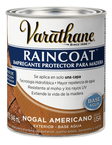 Varathane Raincoat Protector Para Maderas Brillante .946l Color Nogal Americano