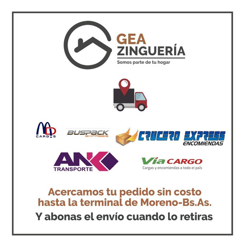 Zingueria Babeta L 15x15 Techo Chapa C30 Tramos De 1 Metro