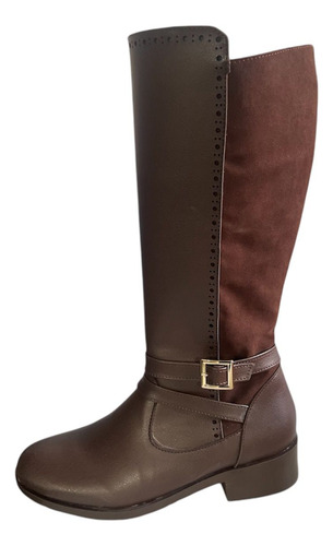 Bota Alta Con Tacon Bajo Tipo Campera