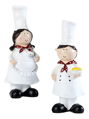 2 Figuras De Resina Con Forma De Estatua De Cocinero Para Pa