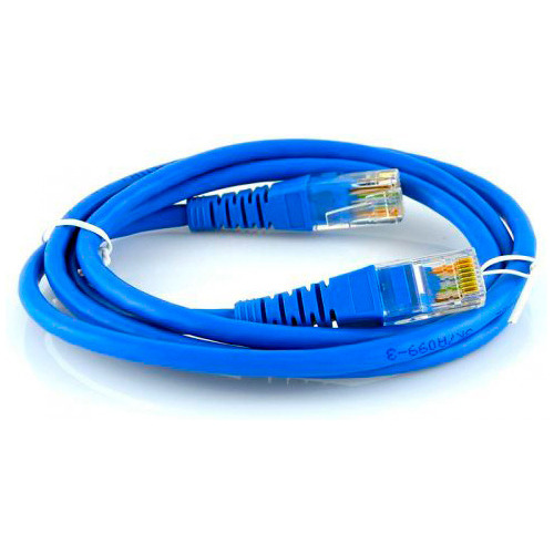 Cable De Red Certificado Patch Cord Cat. 5 Qpcom Azul 30cm